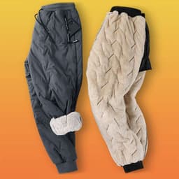 image-Men's Trousers Winter Velvet Thickening Loose Fleece Pants With Zip Pocket Large Size Windproof Warm Jogging Pants