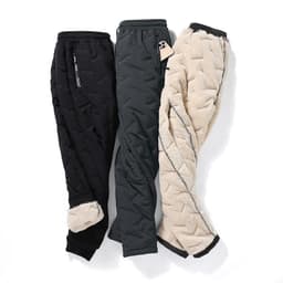 image-Men's Trousers Winter Velvet Thickening Loose Fleece Pants With Zip Pocket Large Size Windproof Warm Jogging Pants