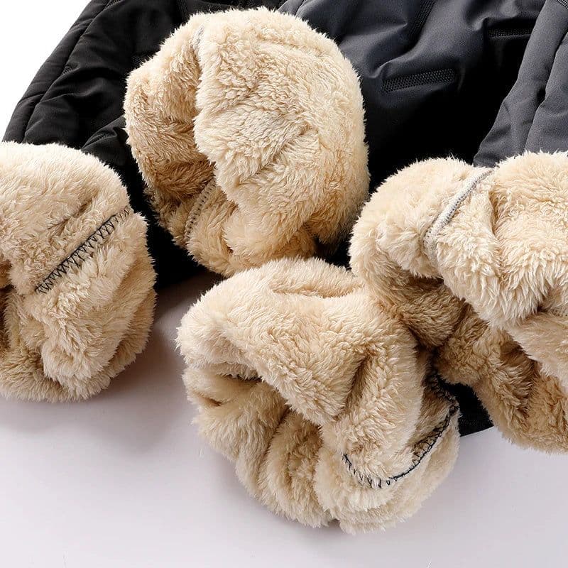 image-Men's Trousers Winter Velvet Thickening Loose Fleece Pants With Zip Pocket Large Size Windproof Warm Jogging Pants