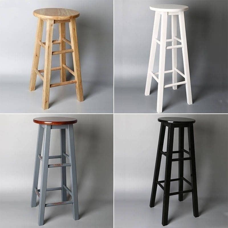 image-Solid Wood Chair Round Stool High Stool
