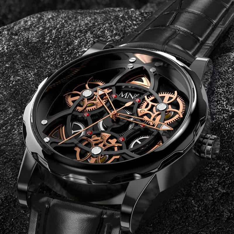 image-Black Gold Trend Three Dimensional Watch Personality Gear Gyro Season To Run Watch Men