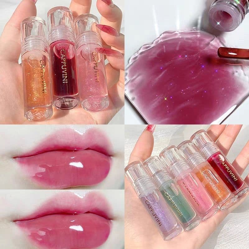 image-Lips Gloss Lip Gloss Lip Balm Glass Transparent Lip Gloss Moisturizing Moisturizing Water Light Lip