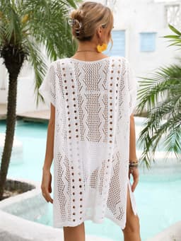 image-Beach Cover-up Hollow Knitted Vacation Seaside Knitwear