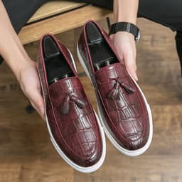 image-Men's Business Casual Sneakers Plus Size Leather Shoes Men