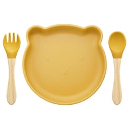 image-Food Supplement Tableware Set Silicone Spork Baby Products Bear Silicone Tableware