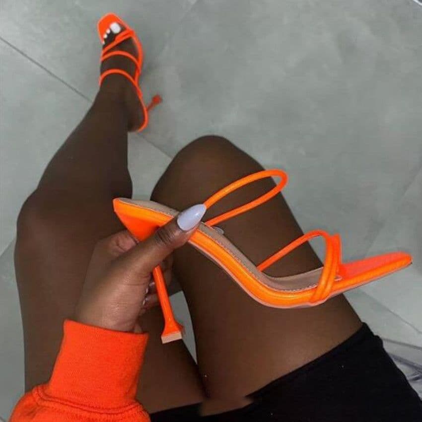 image-Stiletto Heel High Heels For Women Summer New Square Toe Sandals