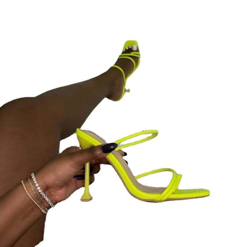 image-Stiletto Heel High Heels For Women Summer New Square Toe Sandals