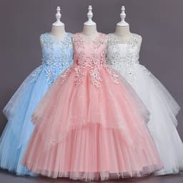 image-Summer Boys' Formal Lace Dress Mesh Little Kid Older Kid Dress