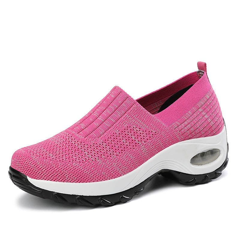 image-Mesh Sports Shoes Breathable Slip On Air Cushion Sneakers Casual Thick Bottom Heightened Shoes