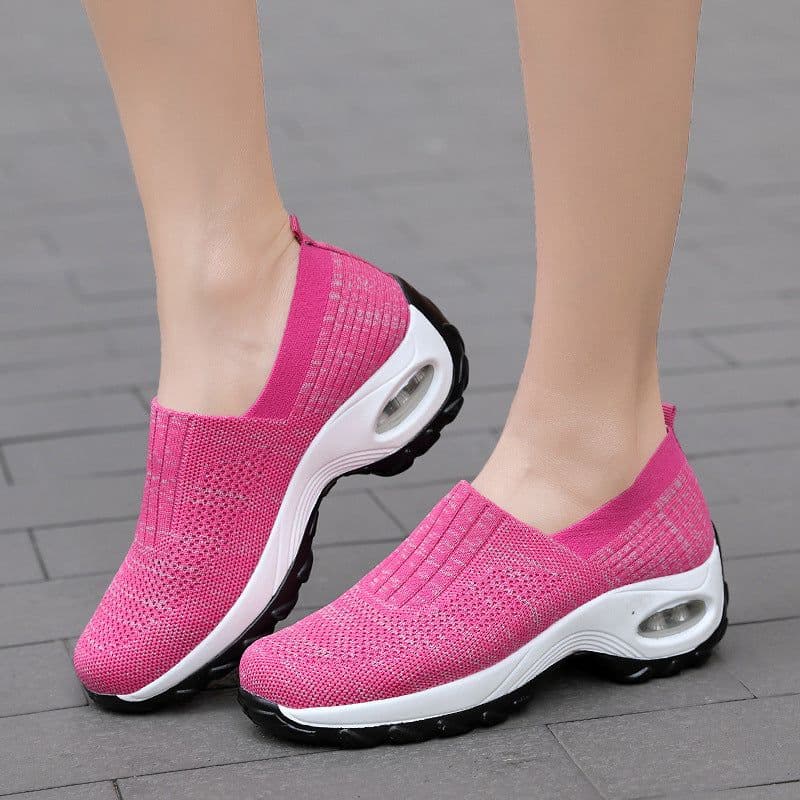 image-Mesh Sports Shoes Breathable Slip On Air Cushion Sneakers Casual Thick Bottom Heightened Shoes
