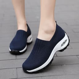 image-Mesh Sports Shoes Breathable Slip On Air Cushion Sneakers Casual Thick Bottom Heightened Shoes