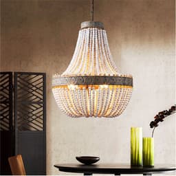 image-Wooden Bead Chandelier Personality Distressed Accessories Lamps Living Room Study Lighting