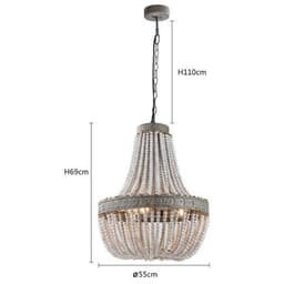 image-Wooden Bead Chandelier Personality Distressed Accessories Lamps Living Room Study Lighting