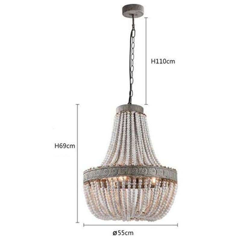 image-Wooden Bead Chandelier Personality Distressed Accessories Lamps Living Room Study Lighting