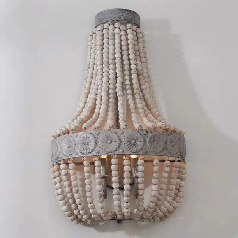 image-Wooden Bead Chandelier Personality Distressed Accessories Lamps Living Room Study Lighting