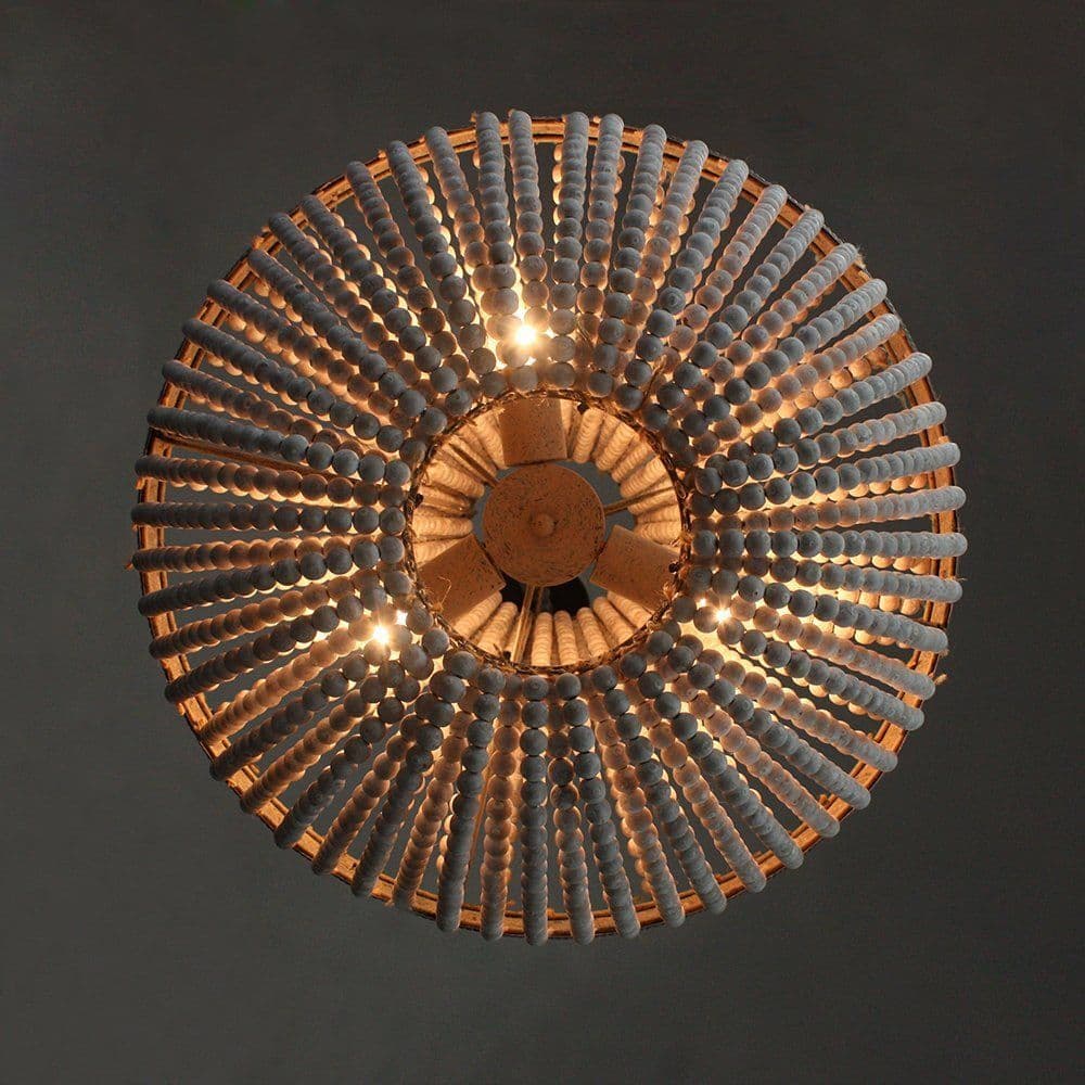 image-Wooden Bead Chandelier Personality Distressed Accessories Lamps Living Room Study Lighting