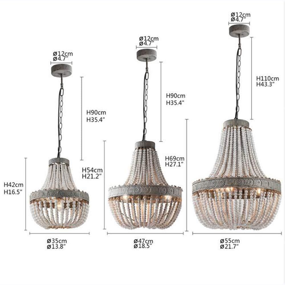 image-Wooden Bead Chandelier Personality Distressed Accessories Lamps Living Room Study Lighting