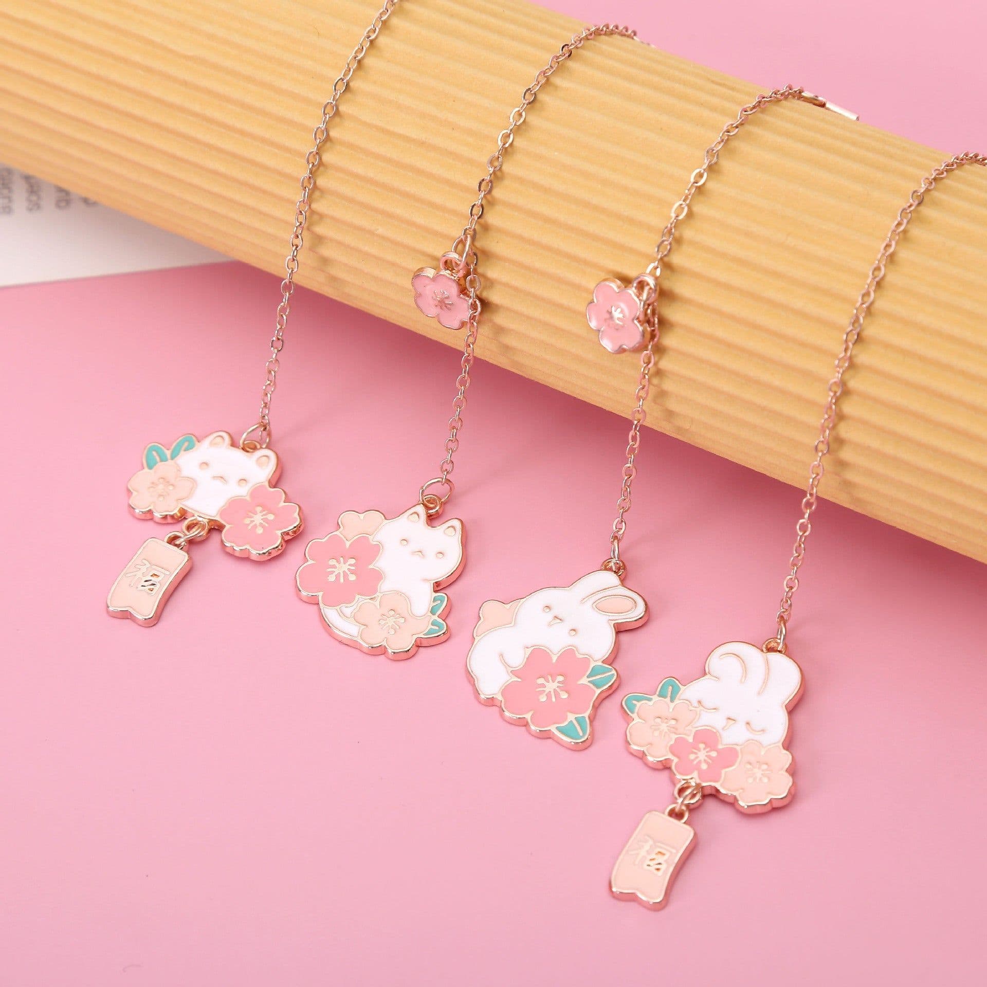 image-Creative Cartoon Metal Pendant Bookmark Journal Decoration Cute Cherry Cat Small Pendant Pendant Student Exquisite Book Holder
