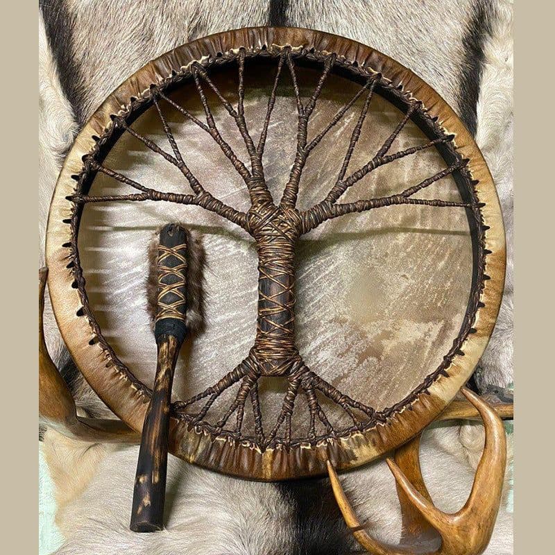 image-New Cross-border Tree Of Life Shaman Drum Siberian Drum Handmade Finish Crafts Shaman Gift