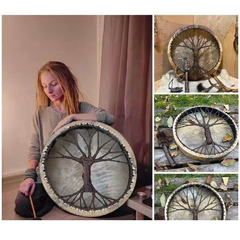 image-New Cross-border Tree Of Life Shaman Drum Siberian Drum Handmade Finish Crafts Shaman Gift