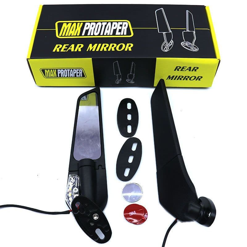 image-Spoiler Rearview Mirror Running Rearview Mirror Motorcycle Reflector With Light