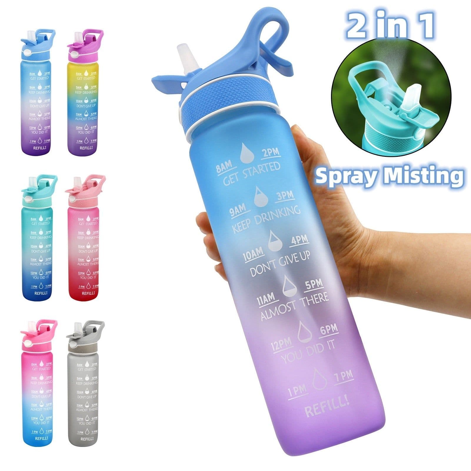 image-Water Bottle Scrub Bounce Cover Straw Space Cup Sports Water Bottle