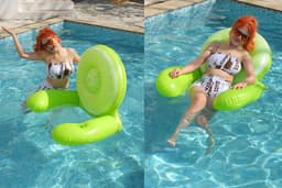 image-Water With Net Inflatable Seat Hammock Thickened Animal Style Floating Deck Chair
