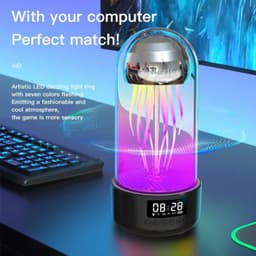 image-Creative 3in1 Colorful Jellyfish Lamp With Clock Luminous Portable Stereo Breathing Light Smart Decoration Bluetooth Speaker