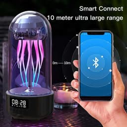 image-Creative 3in1 Colorful Jellyfish Lamp With Clock Luminous Portable Stereo Breathing Light Smart Decoration Bluetooth Speaker