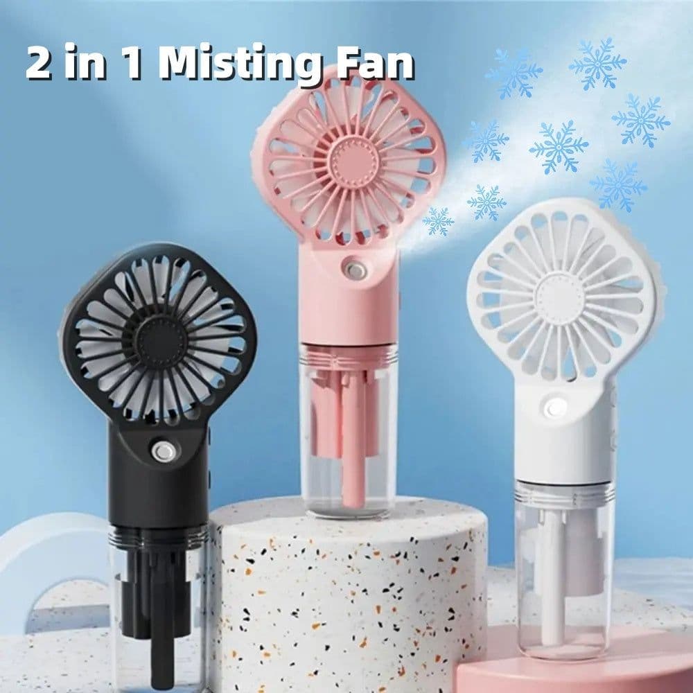 image-Strong Power Spray Humidification Small Mist Fan Humidification Usb Charging Portable Fan Icy And Refreshing Fan Water Supplement