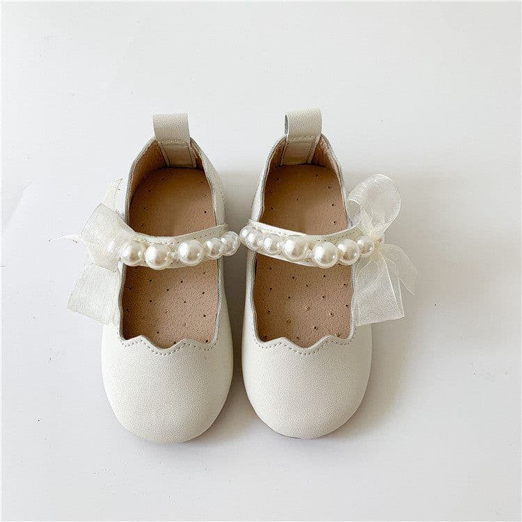image-Girls Soft Bottom Pearl Bow Princess Shoes