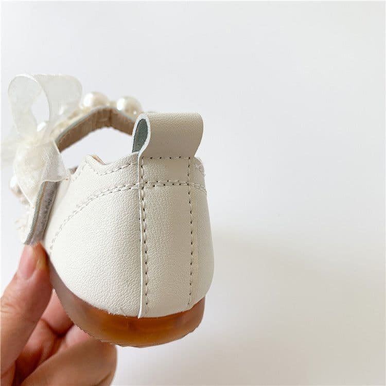 image-Girls Soft Bottom Pearl Bow Princess Shoes