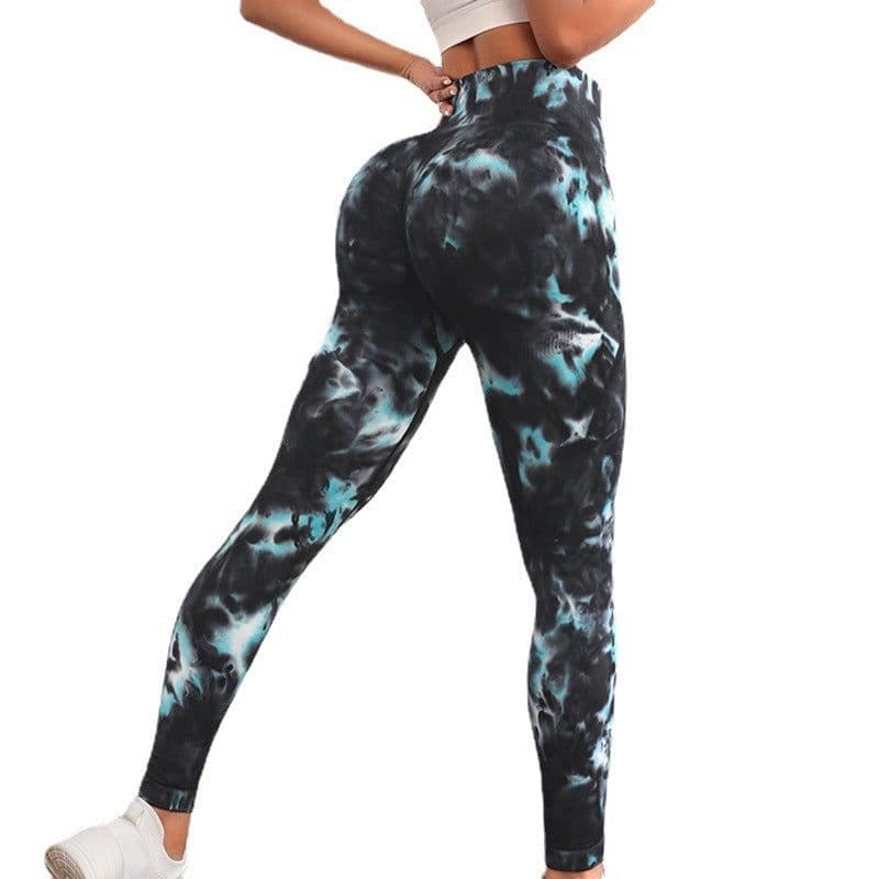 image-Black And Green Alternating Yoga Sports Pants Comfortable Sports Running Fitness Tights