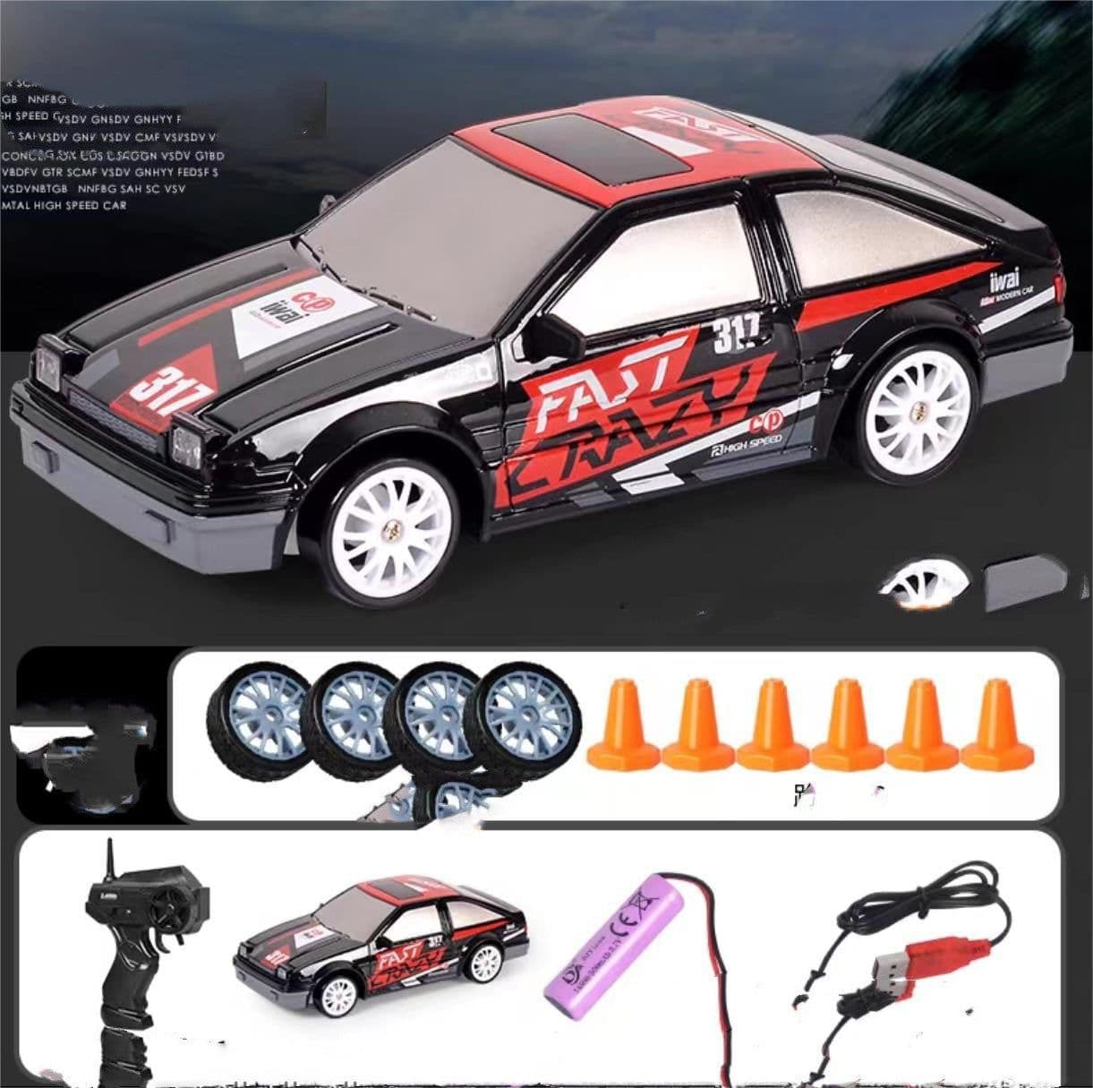 image-2.4G Drift Rc Car 4WD RC Drift Car Toy Remote Control GTR Model AE86 Vehicle Car RC Racing Car Toy For Children Christmas Gifts