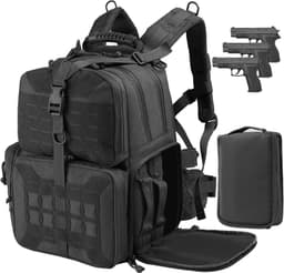image-Tactical Range Backpack Bag, VOTAGOO Range Activity Bag For Handgun And Ammo, 3 Pistol Carrying Case For Hunting Shooting