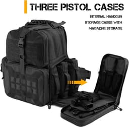 image-Tactical Range Backpack Bag, VOTAGOO Range Activity Bag For Handgun And Ammo, 3 Pistol Carrying Case For Hunting Shooting