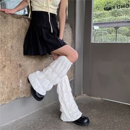 image-Women's Fashion Solid Color Long Tube Leg Hiding Wide Leg Foot Sock