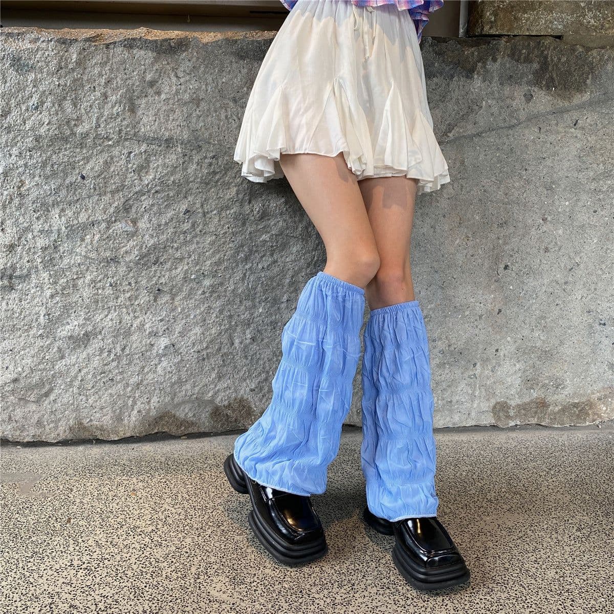 image-Women's Fashion Solid Color Long Tube Leg Hiding Wide Leg Foot Sock