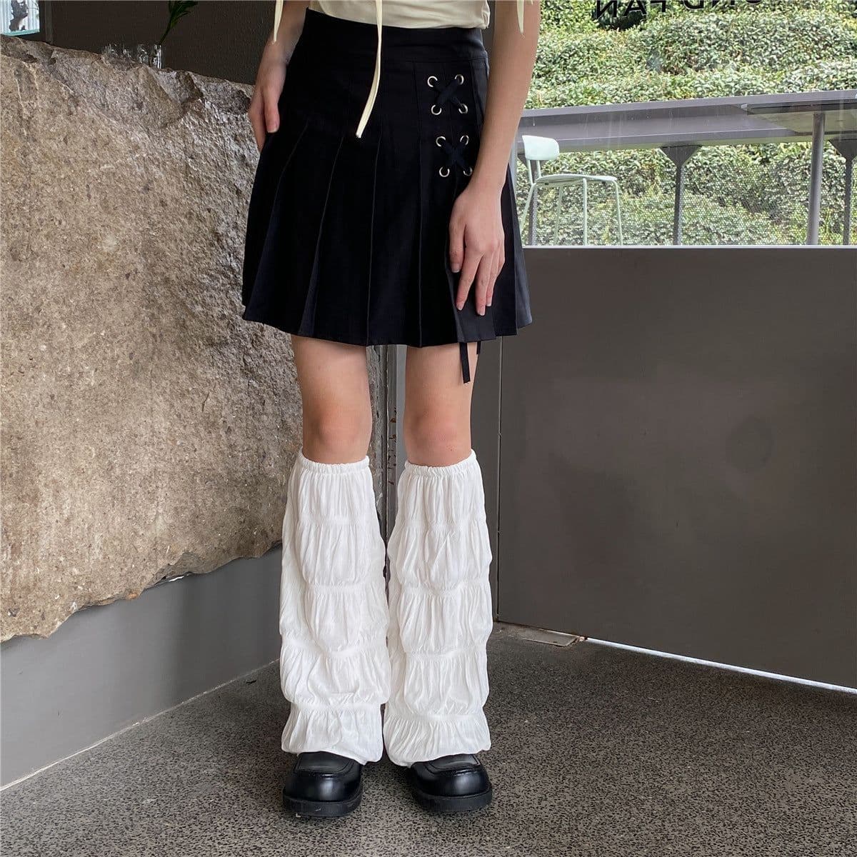image-Women's Fashion Solid Color Long Tube Leg Hiding Wide Leg Foot Sock