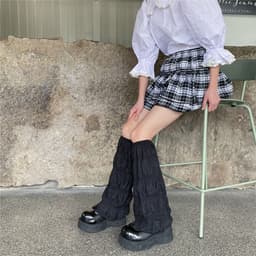 image-Women's Fashion Solid Color Long Tube Leg Hiding Wide Leg Foot Sock