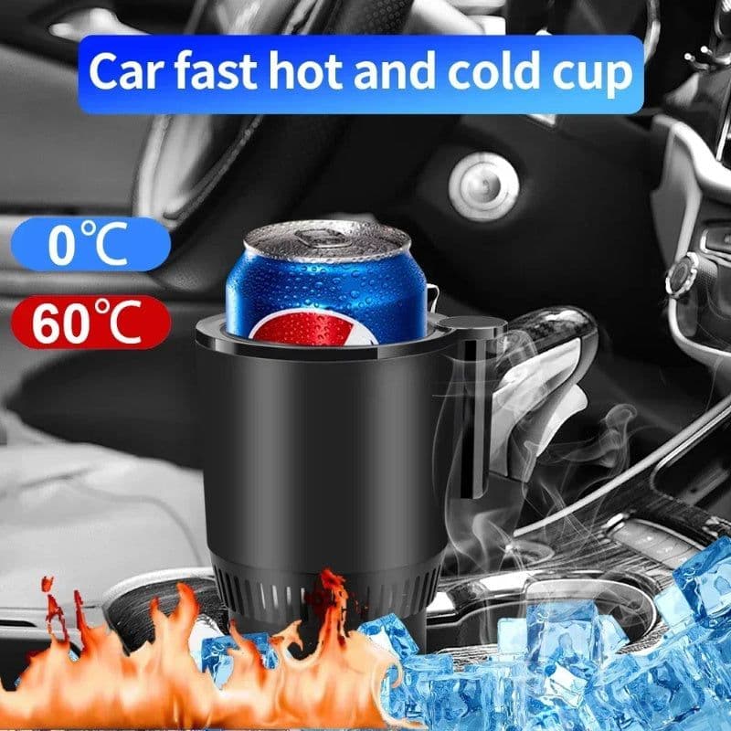 image-2 In1 Car Heating Cooling Cup 12V Smart Car Cup Holder Digital Temperature Display Drink Cup Warmer Cooler Mini Car Refrigerator