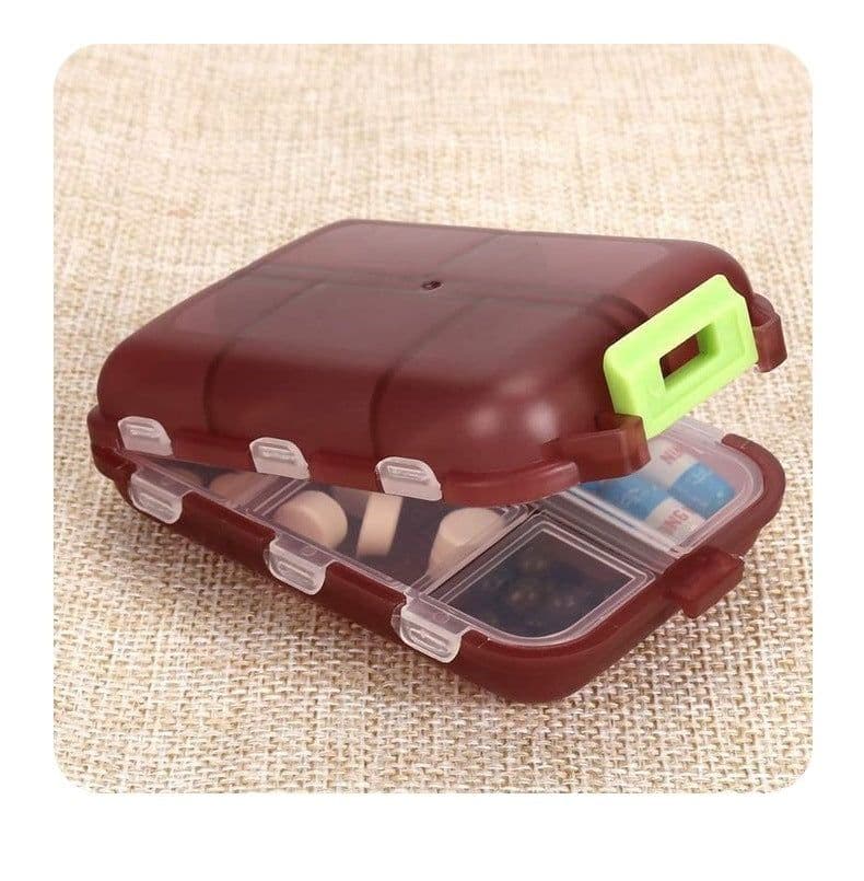 image-Travel Pill Organizer 10 Grid Moisture Proof Pills Box For Pocket Purse Daily Pill Case Portable Medicine Vitamin Holder Container