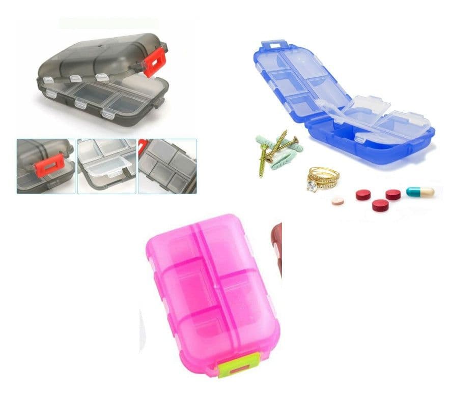 image-Travel Pill Organizer 10 Grid Moisture Proof Pills Box For Pocket Purse Daily Pill Case Portable Medicine Vitamin Holder Container