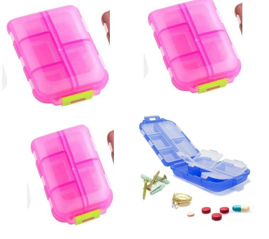 image-Travel Pill Organizer 10 Grid Moisture Proof Pills Box For Pocket Purse Daily Pill Case Portable Medicine Vitamin Holder Container