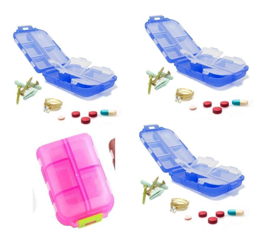image-Travel Pill Organizer 10 Grid Moisture Proof Pills Box For Pocket Purse Daily Pill Case Portable Medicine Vitamin Holder Container