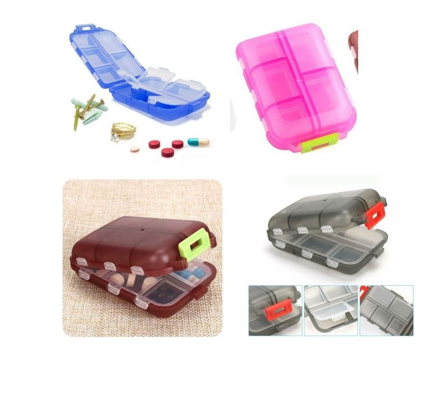 image-Travel Pill Organizer 10 Grid Moisture Proof Pills Box For Pocket Purse Daily Pill Case Portable Medicine Vitamin Holder Container