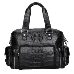 image-Genuine Leather Crocodile Leather Men's Luggage Bag Outdoor Travel Large Handbag