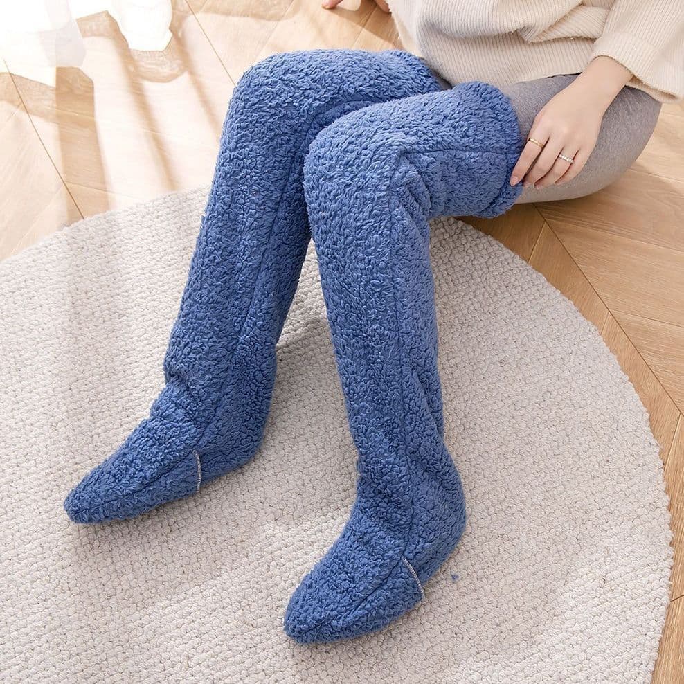 image-Over Knee High Fuzzy Long Socks Winter Warm Cold Leg Knee Joint Cold-proof Stockings Home Floor Sleeping Socks