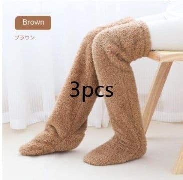 image-Over Knee High Fuzzy Long Socks Winter Warm Cold Leg Knee Joint Cold-proof Stockings Home Floor Sleeping Socks