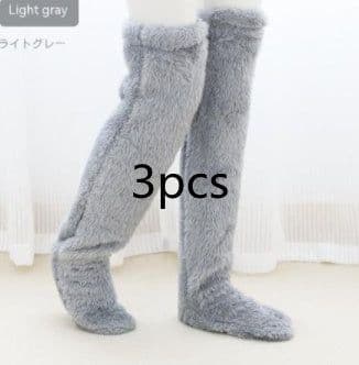 image-Over Knee High Fuzzy Long Socks Winter Warm Cold Leg Knee Joint Cold-proof Stockings Home Floor Sleeping Socks